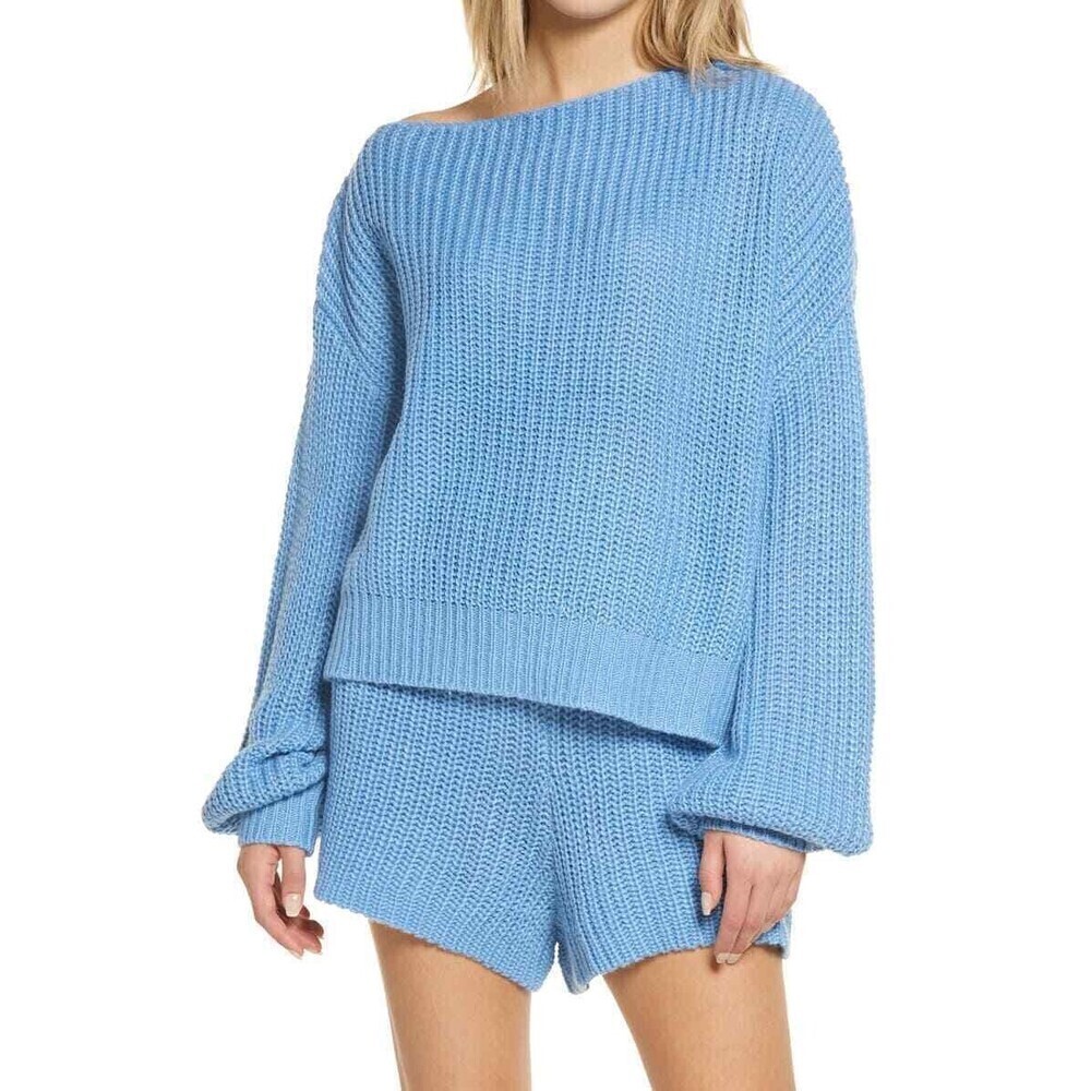 4th + Reckless Baby Blue Freja Wool Blend Knit Shorts Women’s XS